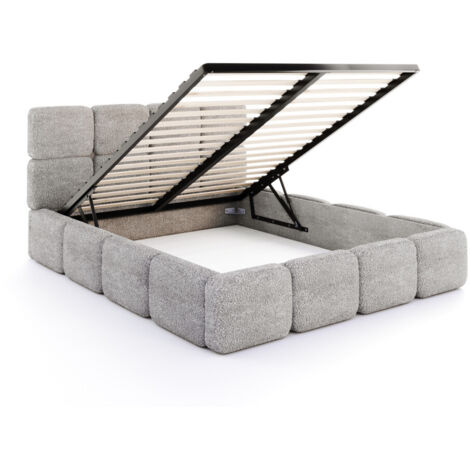 Lit coffre Delicato 140 x 190 cm avec sommier à lattes relevable Gris Clair