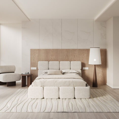 Lit coffre Delicato 180 x 200 cm avec sommier à lattes relevable Blanc