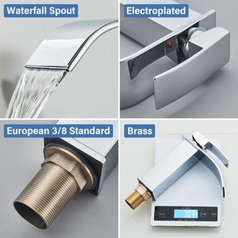 Rubinetto Bagno Cascata, Miscelatore Lavabo Bagno,Rubinetto Miscelatore Cascata da Lavandino Bagno con Valvola in Ceramica