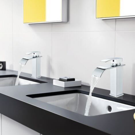 Rubinetto Bagno Cascata, Miscelatore Lavabo Bagno,Rubinetto Miscelatore Cascata da Lavandino Bagno con Valvola in Ceramica