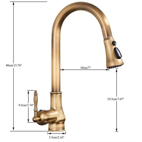 Onyzpily Rubinetto Cucina con Doccetta a 3 Funzioni, con Doccetta Estraibile, Lavello Girevole a 360°,Acciaio Inox Rubinetto Lavello Cucina,(Antica)