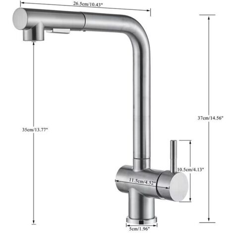 Rubinetto Cucina con Doccetta Estraibile, Miscelatore Cucina Girevole a 360°, Rubinetti Cucina con 2 tipi di Getto, Rubinetto Lavello in Acciaio inox Spazzolato, Fontana Lavello Cucina