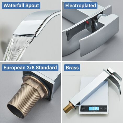 Onyzpily Rubinetto Bagno Cascata Lavabo Alto,Rubinetto Miscelatore per Lavabo a Freddo e Caldo con Monocomando ，Rubinetto alto moderno in galvanotecnica