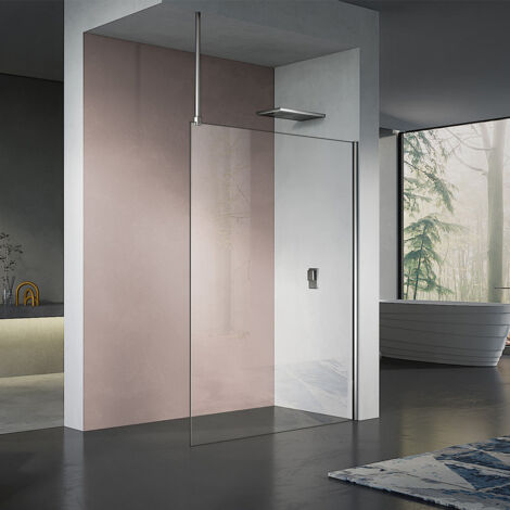 GRAND VERRE Paroi de douche fixation verticale profilé et accessoires chromés verre anticalcaire 120x200 (1/3)
