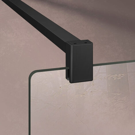 Grand Verre – Barre de renfort recoupable 90cm – Aluminium anodisé noir mat – Compatible verre 6mm à 8mm – Visserie inox pour douche