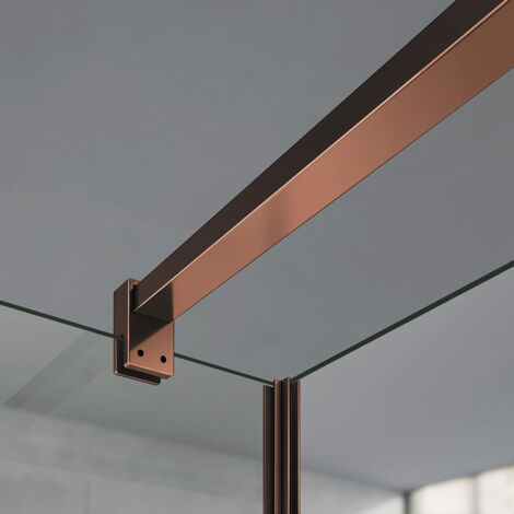 Grand Verre – Barre de maintien en aluminium anodisé rose d'or 140 cm – Pour verre 6-8mm – Visserie inox – Montage facile avec notice