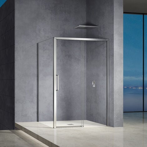 GRAND VERRE Cabine de douche avec ouverture coulissante accès de face profilés chromés 120x90