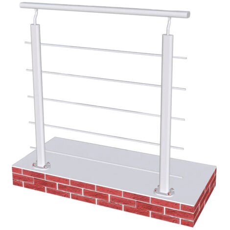 Grand Verre – Garde-corps en verre pour escalier – Fixation verticale intérieure/extérieure – Longueur 1m – Aluminium gris mat avec 5 barreaux