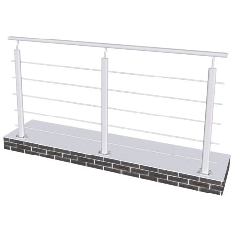 Grand Verre – Garde-corps en aluminium gris mat pour terrasse – Longueur 2ml avec 5 traverses – Fixation intérieure et extérieure