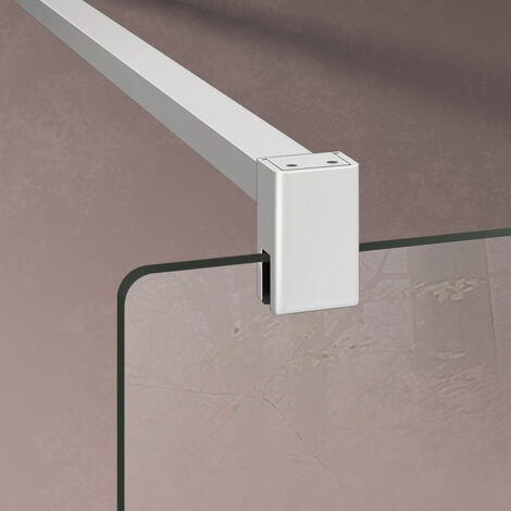 Grand Verre – Barre de renfort recoupable pour porte et paroi de douche – Aluminium anodisé blanc mat – Longueur 90 cm – Compatible verre 6 à 8 mm