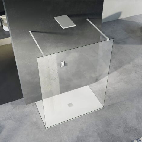 GRAND VERRE Paroi de douche à l'Italienne avec entrée des deux cotés Paroi de douche avec 2 barres de fixation en blanc mat 120x200 (1/4)