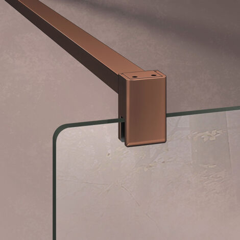 Grand Verre – Barre de renfort recoupable pour porte et paroi de douche – Aluminium anodisé rose gold – Longueur 90cm – Compatible verre 6mm à 8mm