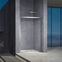 GRAND VERRE Porte de douche ouverture coulissante en verre securit 6mm transparent et cadre chromé 140x185