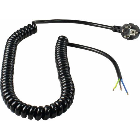 Anschlussleitung Spiralkabel bis 2,5 m schwarz H05VV-F 3G1,5 IP20