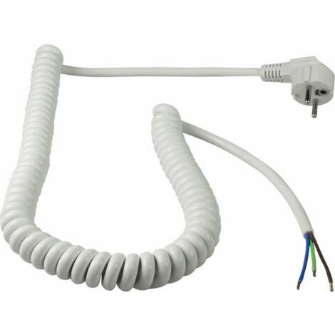Anschlussleitung Spiralkabel bis 2,5 m weiß H05VV-F 3G1,5 IP20