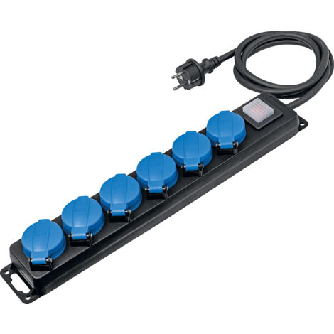 6-fach Verteilersteckdose mit Schalter 1,5m H07RN-F 3G1,5 IP44