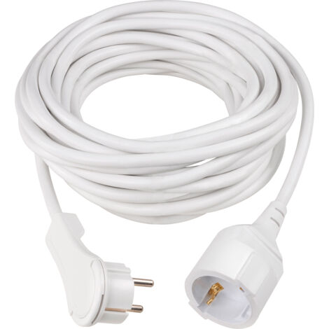 Verlängerungskabel Flachstecker 10 m weiß IP20 H05VV-F 3G1,5