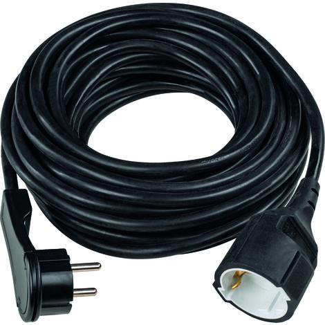 Verlängerungskabel Flachstecker 10 m schwarz IP20 H05VV-F 3G1,5