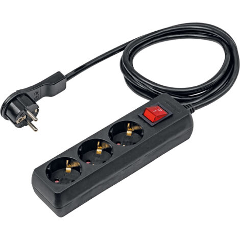 3-fach Steckdosenleiste 2m 230V schwarz Flachstecker Bügel IP20