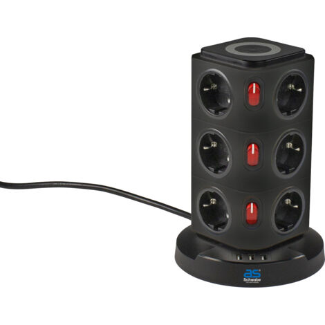 12-fach Steckdosentower 2m 230V Induktionsladefläche USB IP20