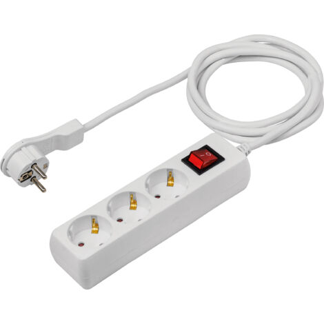 3-fach Steckdosenleiste 2m 230V weiß Flachstecker Bügel IP20