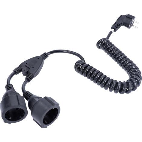 as - Schwabe 2-fach Spiralkabel 2,5m H05VV-F 3G1,5 IP20
