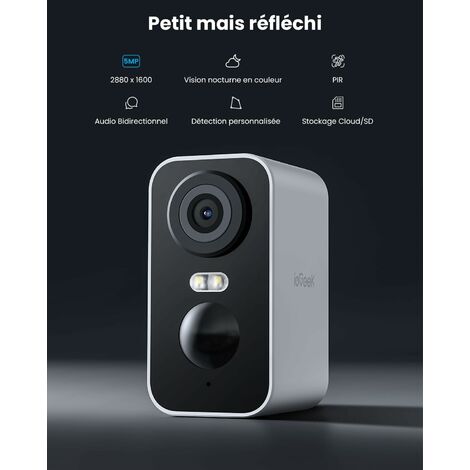 ieGeek 2,5K 5MP Caméra Surveillance WiFi Exterieure sans Fil Batterie Vision Nocturne Couleur AI PIR Détection Mouvement