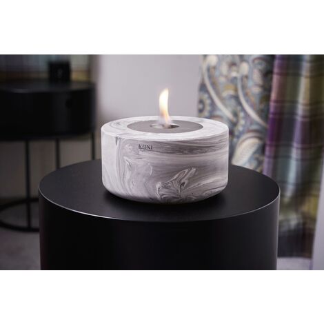 KIINI BORA Freistehender Tischkamin Outdoor-Biokamin + 1L ethanolfrei Marmor