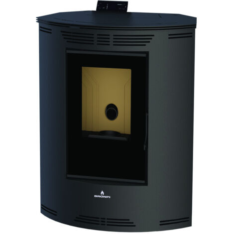 BRONPI - Estufa de Pellet De Rincón Color Negro Modelo PRINCESA-NE de 12 kW