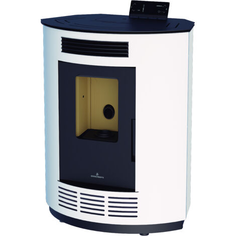 BRONPI - Estufa de Pellet de Rincón Color Marfil Modelo NINA-MF de 9 kW