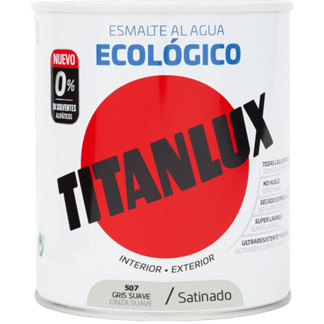 TITAN esmalte eco satinado gris suave 750ml lata , Esmalte al agua ecológico satinado Gris suave Titanlux Decora y protege con una sola capa Con conservante antimoho Ap