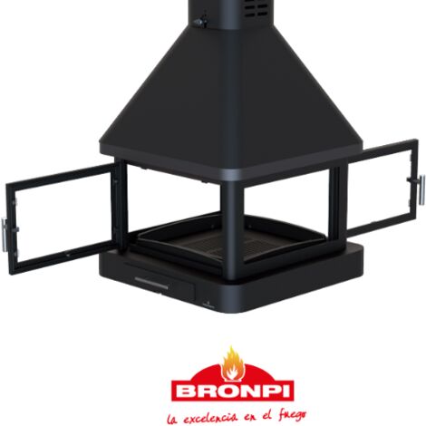 BRONPI - Chimenea de Leña Metálica 4 Caras Modelo HUELVA-C de 16 kW