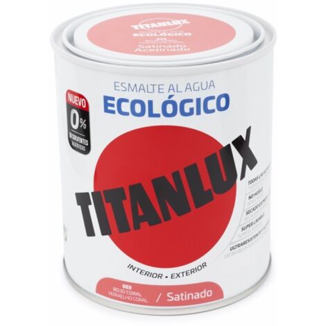 Titanlux Ecológico Esmalte al agua mulisuperficie Satinado Rojo Coral 750 ml
