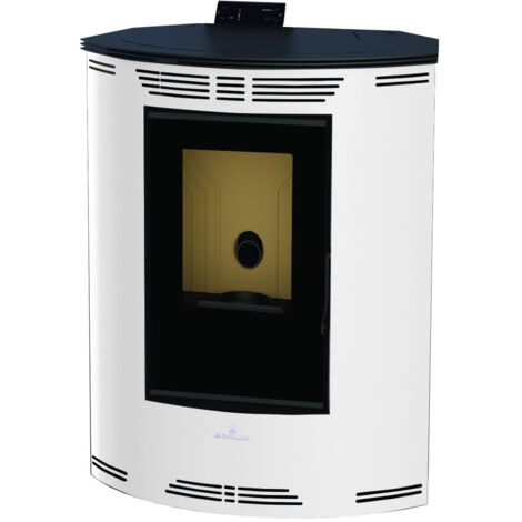 BRONPI - Estufa de Pellet De Rincón Color Marfil Modelo PRINCESA-MF de 12 kW