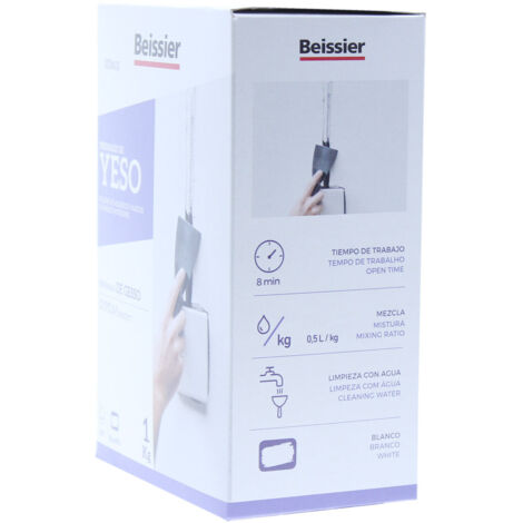 Preparado De Yeso 1kg Relleno Reparación Interior Blanco Beissier