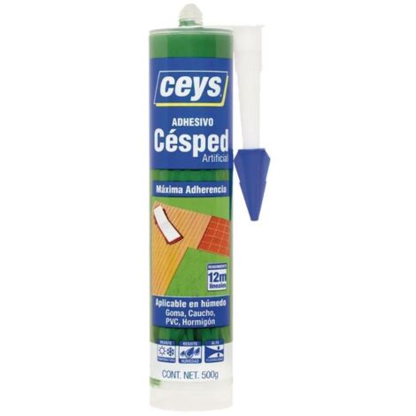 CEYS adhesivo cesped artificial 500gr especial cartucho , Adhesivo para césped artificial Ceys Adhesivo monocomponente de color verde especial para trabajos de pegado, reparaci