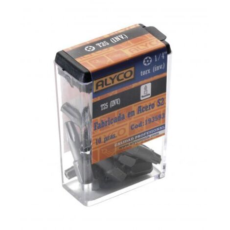 Punta Atornillador Torx ALYCO T55 1/4 Largo 25 mm C/PLAST (1/3)