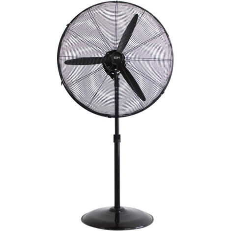 VENTILADOR DE PIE INDUSTRIAL, OSCILANTE. CON BASE CIRCULAR. COLOR NEGRO. POTENCIA: 180W ASPAS: Ø60cm. ALTURA REGULABLE 117-156cm EDM