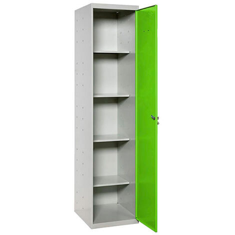 Armario metálico SIMONLOCKER de 4 estantes (180x40x40cm) GRIS Y VERDE