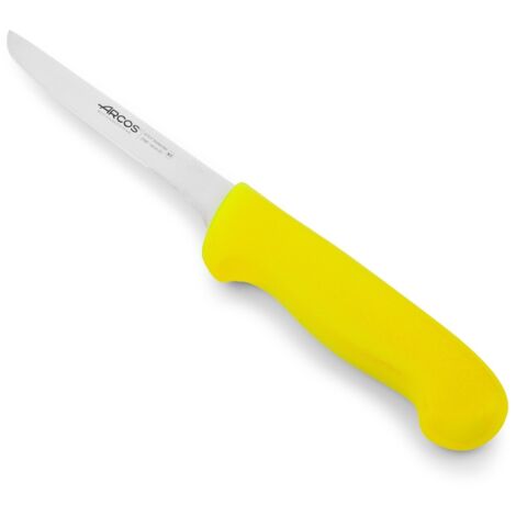 Cuchillo Deshuesador Arcos Colour - Prof  294000  de acero inoxidable Nitrum y mango ergonómico de Polipropileno de color amarillo y hoja de 14 cm, funda display