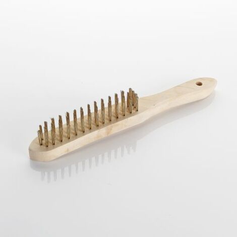 Cepillo Abrasivo Acero Manual ALYCO Latonado Mango de Madera (1/5)