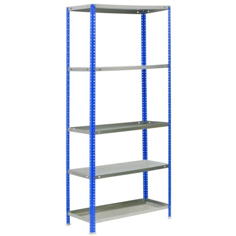Estantería metálica con tornillos SIMON GARDEN de 5 estantes (180x90x40cm) AZUL Y GALVANIZADO (1/4)