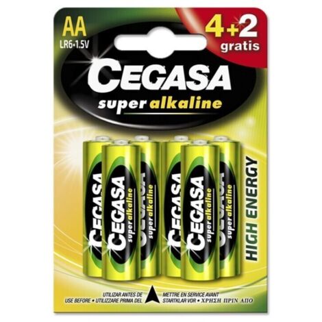 Pila Super Alcalina CEGASA Tipo AA LR6 4+2 Gratis
