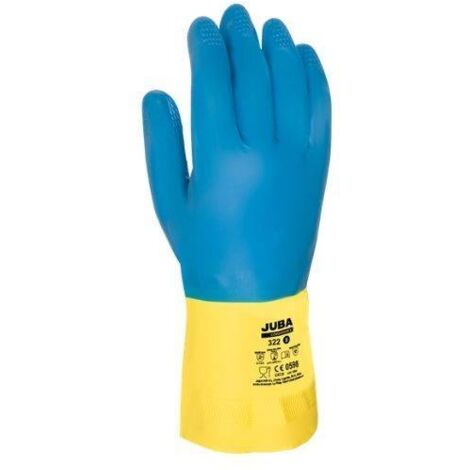 Guante  quimico m8 nat. floc. 322 latex/neop az/am juba