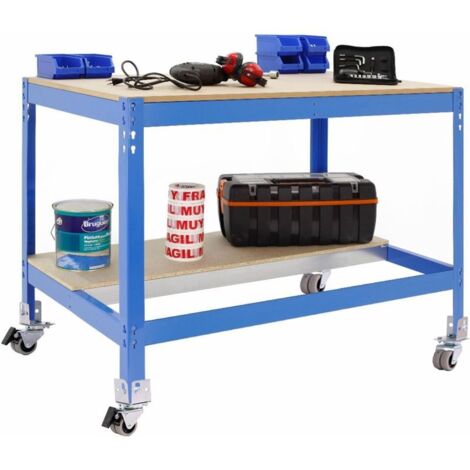 Mesa de Trabajo SIMONWORK con Ruedas BT 0 1200 azul/madera