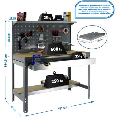 Mesa de Trabajo SIMONWORK BT 3 box 1500 gris/madera