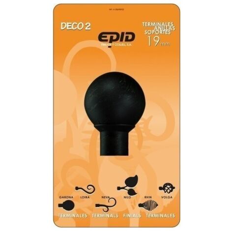 Terminal barra cortina EPID garona 19 mm  metal negro