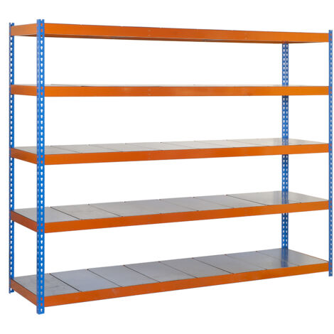 Estantería metálica sin tornillos SIMONRACK de 5 estantes (200x180x45cm) AZUL-NARANJA Y GALVANIZADO (1/5)