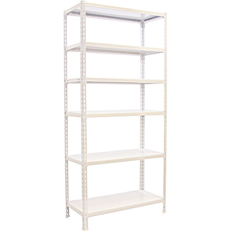 Estantería metálica sin tornillos SIMONCLICK de 6 estantes (250x100x50cm) BLANCO