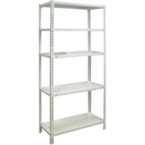 Estantería metálica sin tornillos SIMONCLICK de 5 estantes (180x90x40cm) BLANCO (1/5)